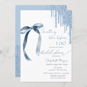Something Blue Before I Do Bow Glitter Drips Invitation