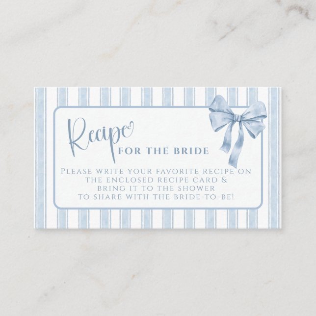 Something Blue Before I Do Bow Recipe Request Enclosure Card (Front)