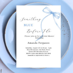 Something blue before I do bow white Bridal Shower Invitation