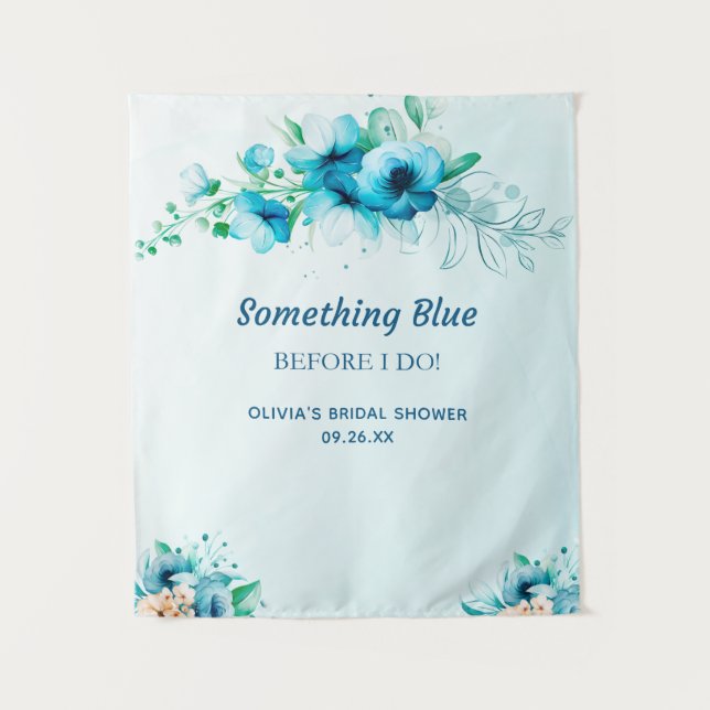 Something Blue Before I Do Bridal Shower Backdrop  Tapestry (Front)