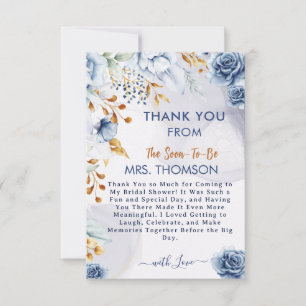 Something Blue Before I Do Bridal Shower Floral Thank You Card
