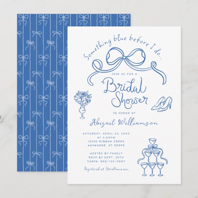 Something Blue Before I Do Bridal Shower Invitation (Front/Back)