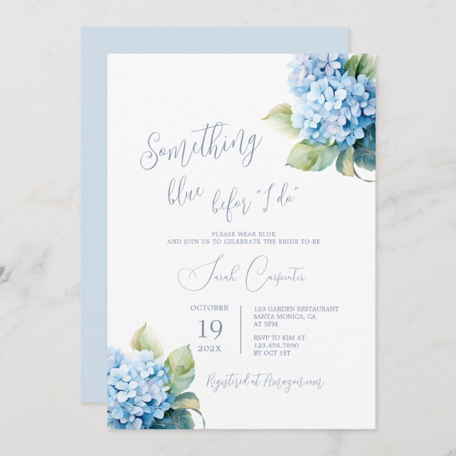 Something Blue Before I Do Bridal Shower  Invitation (Front/Back)