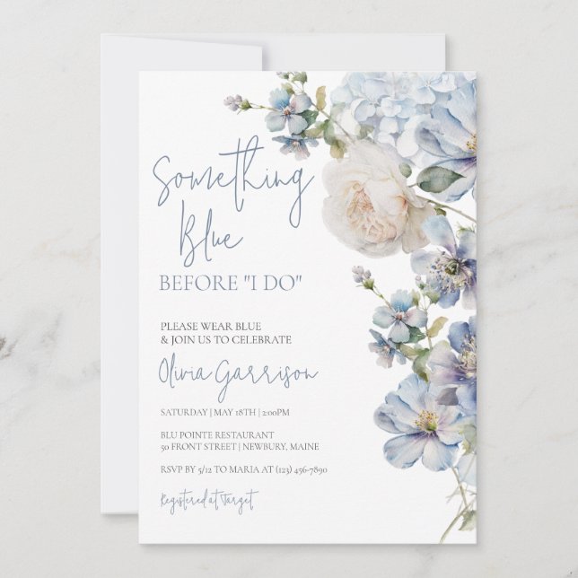 Something Blue Before "I Do" Bridal Shower Invite (Front)