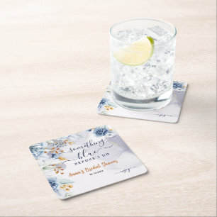 Something Blue Before I Do Bridal Shower Party Square Paper Coaster
