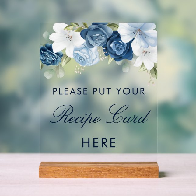 Something Blue Before I Do Bridal Shower Recipe Acrylic Sign (Neutral)