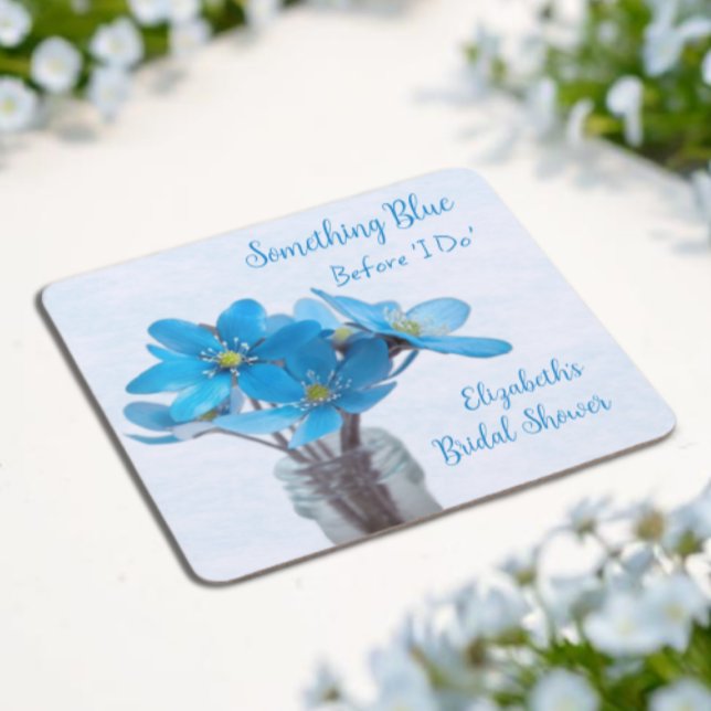 Something Blue Before I Do Bridal Shower Square Paper Coaster (Creator Uploaded)