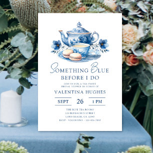 Something Blue Before I Do Bridal Shower Tea Party Invitation