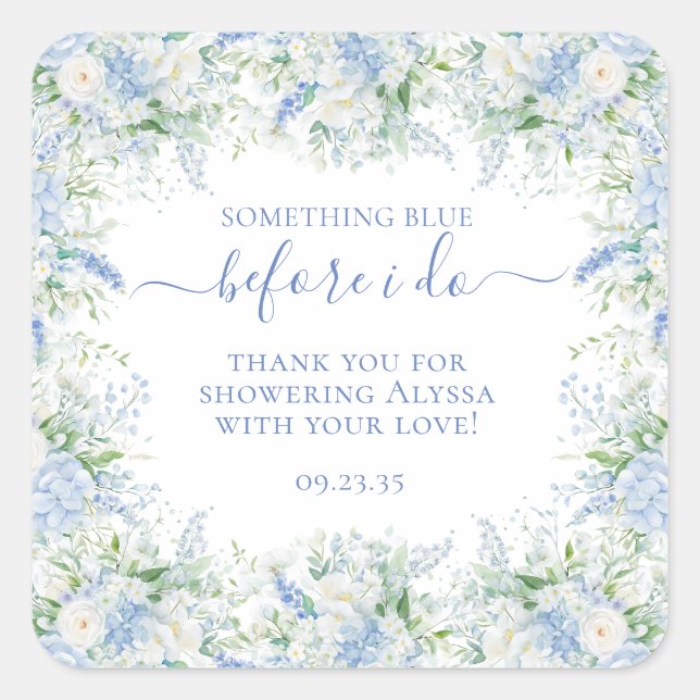 Something Blue Before I Do Bridal Shower Thank You Square Sticker (Front)