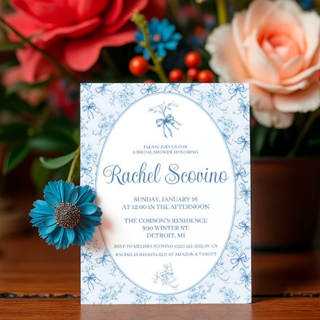 Something Blue before I Do! Coquette Bridal Shower Invitation (Creator Uploaded)