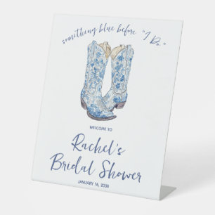 Something Blue before I Do! Cowboy  Bridal Shower Pedestal Sign