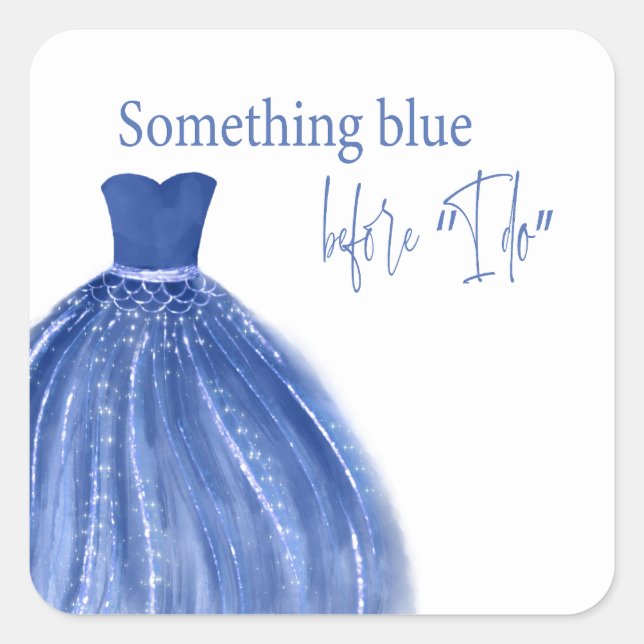 Something Blue Before I Do Dress Bridal Shower Square Sticker (Front)