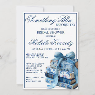 Something Blue Before I Do Elegant Bridal Shower Invitation