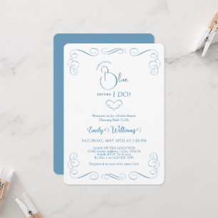 Something Blue Before I Do Elegant Bridal Shower Invitation