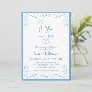 Something Blue Before I Do Elegant Bridal Shower Invitation