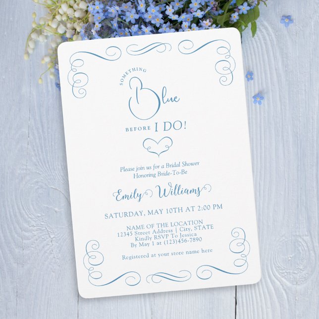 Something Blue Before I Do Elegant Bridal Shower Invitation (Creator Uploaded)
