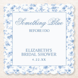 Something Blue Before I Do Elegant Bridal Shower Paper Coaster