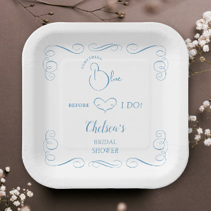 Something Blue Before I Do Elegant Bridal Shower Paper Plate