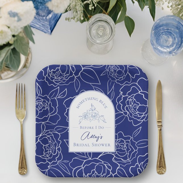 Something Blue Before I Do Elegant Bridal Shower Paper Plate (Creator Uploaded)