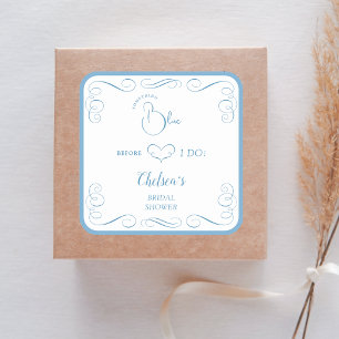 Something Blue Before I Do Elegant Bridal Shower Square Sticker