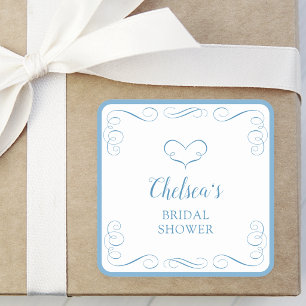 Something Blue Before I Do Elegant Bridal Shower Square Sticker