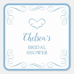 Something Blue Before I Do Elegant Bridal Shower Square Sticker