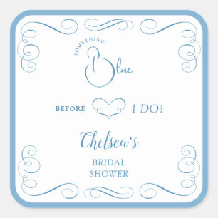 Something Blue Before I Do Elegant Bridal Shower Square Sticker