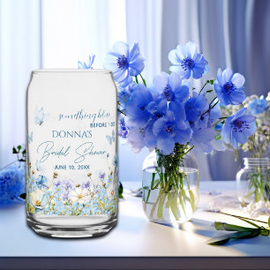 Something Blue before 'I do' Floral Bridal Shower Can Glass
