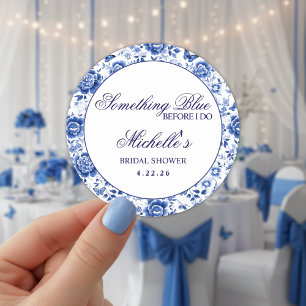 Something Blue Before I Do Floral Bridal Shower  Classic Round Sticker