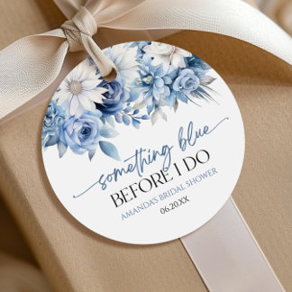 Something Blue Before I Do Floral Bridal Shower Favour Tags