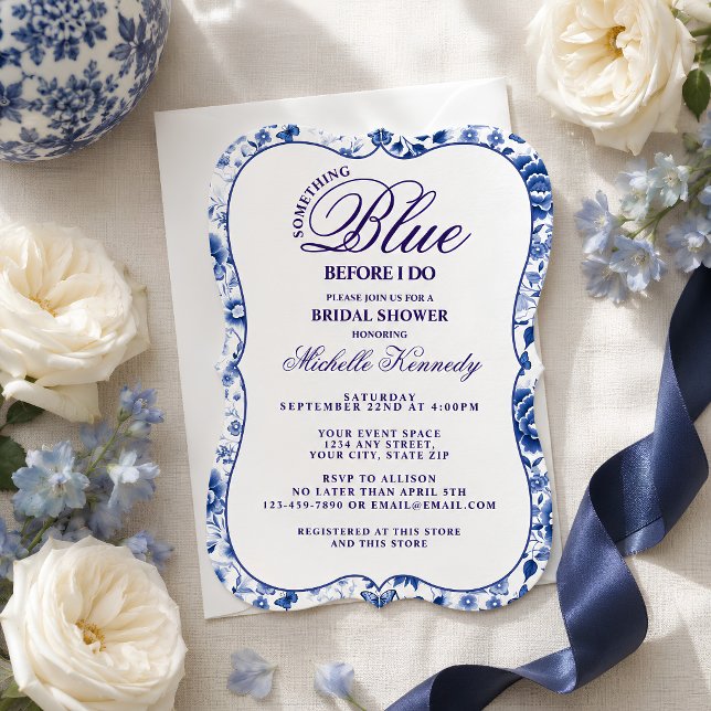 Something Blue Before I Do Floral Bridal Shower  Invitation (Creator Uploaded)