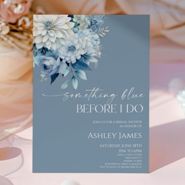 Something Blue Before I Do Floral Bridal Shower Invitation (Creator Uploaded)