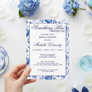 Something Blue Before I Do Floral Bridal Shower Invitation