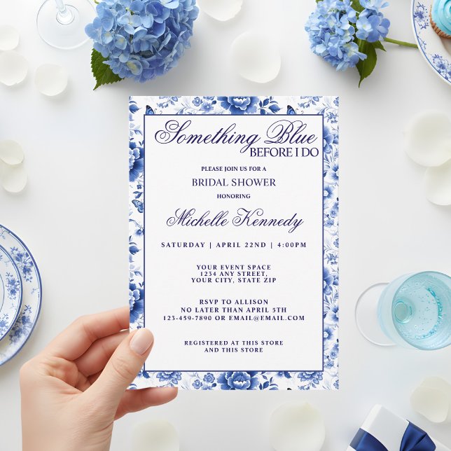 Something Blue Before I Do Floral Bridal Shower  Invitation (Creator Uploaded)