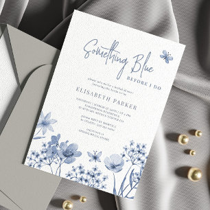 Something blue before I do floral bridal shower Invitation