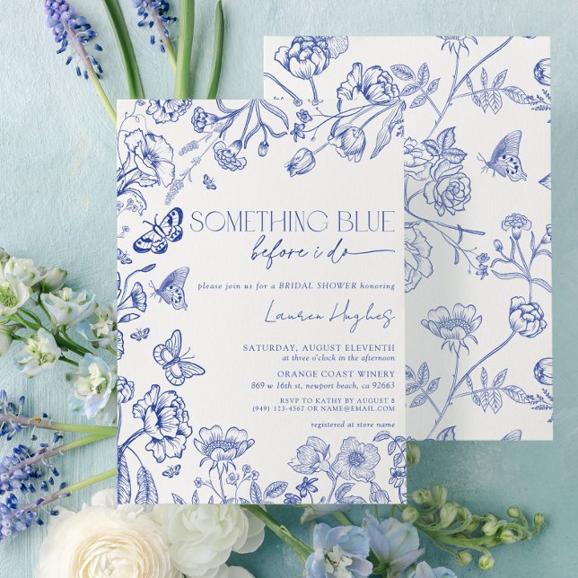 Something Blue Before I Do Floral Bridal Shower Invitation (Creator Uploaded)