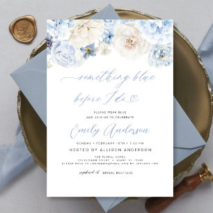 Something Blue Before I Do Floral Bridal Shower Invitation