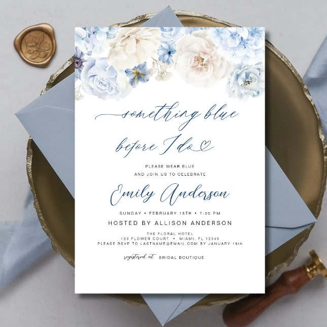 Something Blue Before I Do Floral Bridal Shower Invitation (Creator Uploaded)