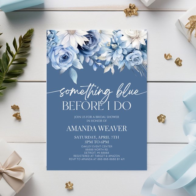 Something Blue Before I Do Floral Bridal Shower Invitation (Creator Uploaded)