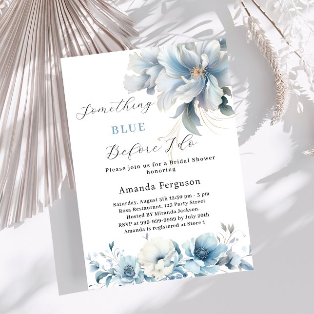 Something blue before I do floral Bridal Shower Invitation (Creator Uploaded)