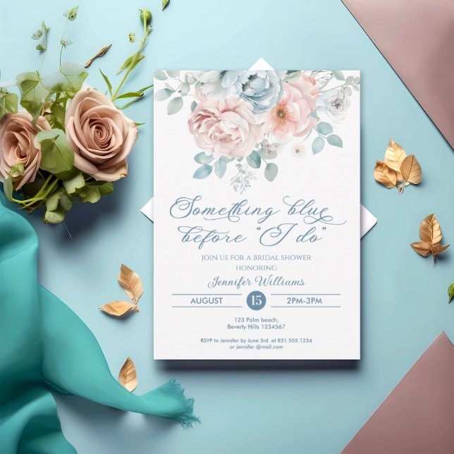 Something Blue Before I Do Floral Bridal Shower Invitation (Creator Uploaded)