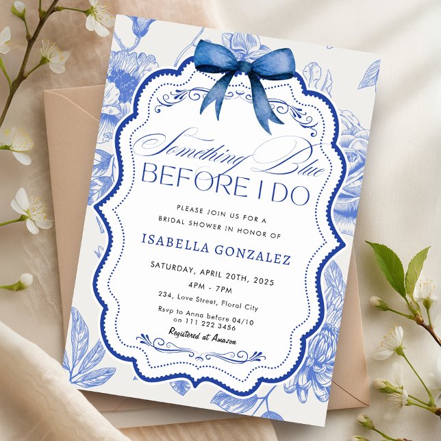 Something Blue Before I Do Floral Bridal Shower Invitation (Something Blue Before I Do Floral Bridal Shower Invitation)