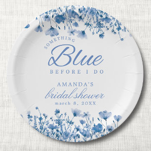 Something Blue Before I Do Floral Bridal Shower Paper Plate