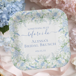 Something Blue Before I Do Floral Bridal Shower Paper Plate