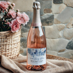 Something Blue Before I Do Floral Bridal Shower Sparkling Wine Label