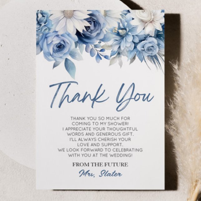 Something Blue Before I Do Floral Bridal Shower Thank You Card (Creator Uploaded)