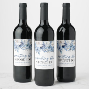 Something Blue Before I Do Floral Bridal Shower Wine Label