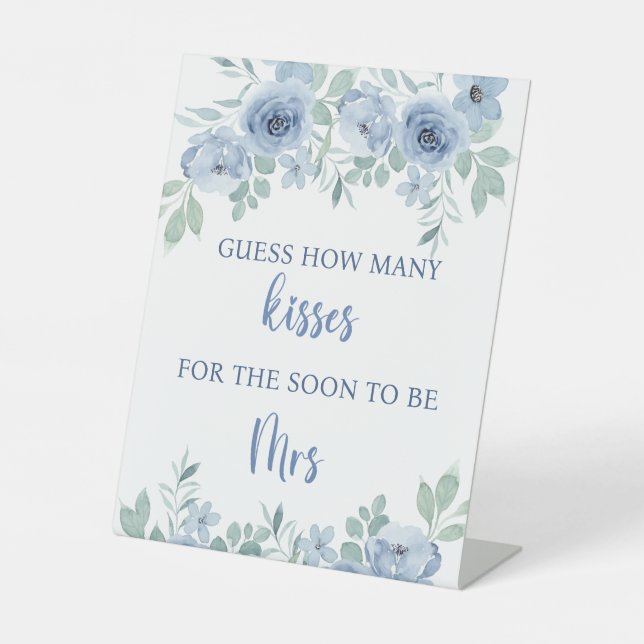 SOMETHING BLUE BEFORE I DO FLORAL GUESS HOW MANY  PEDESTAL SIGN (Front)