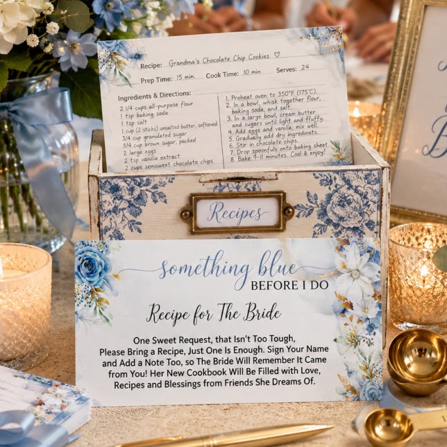 Something Blue Before I do floral Recipe Enclosure Card (Something Blue Before I do floral Recipe Enclosure Card)