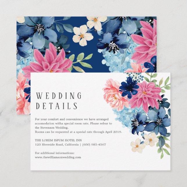 Something blue before i do floral Wedding Enclosure Card (Front/Back)